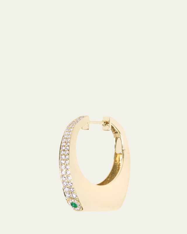 Grace Nano Earring in 14K Yellow Gold with Emeralds and Pave Diamonds, Single